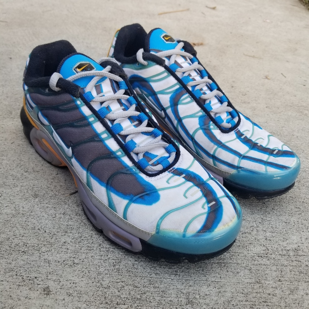 Nike Air Max Plus Premium Photo Blue Grey Orange Men's 8/W 9.5